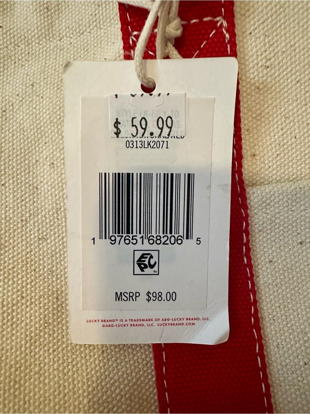 Lucky Brand Cream Canvas Tote with Red Accents - Picture 7 of 7